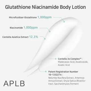 APLB Glutathione Niacinamide Body Lotion 300ml โลชั่นทาผิว กลูต้าไธโอน ไนอาซินาไมด์ บอดี้โลชั่น | เพื่อผิวกายกระจ่างใสเรียบเนียน