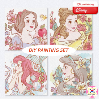 [ Ilovepainting × Disney ] ชุดภาพวาดสีน้ํามัน รูปเจ้าหญิงดิสนีย์ 20X20 สไตล์เกาหลี สําหรับเด็ก