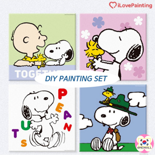 [ Ilovepainting × Peanuts ] ชุดภาพวาดสีน้ํามัน รูปสนูปปี้ 20X20 ของขวัญ สไตล์เกาหลี สําหรับเด็ก