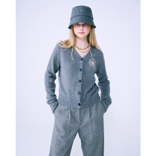 [MARDI Mercredi] RACCOON BLENDED CARDIGAN V NECK_GREY IVORY