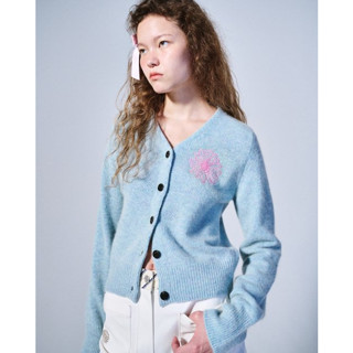 [MARDI Mercredi] RACCOON BLENDED CARDIGAN V NECK_MINT PINK