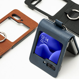 Goospery เคสไดอารี่พื้นฐาน สําหรับ Galaxy Z Flip5 Finger Ring Pocket