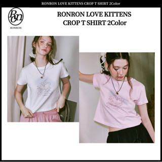 เสื้อยืดแขนสั้น พิมพ์ลาย RONRON LOVE KITTENS CROP 2 สี