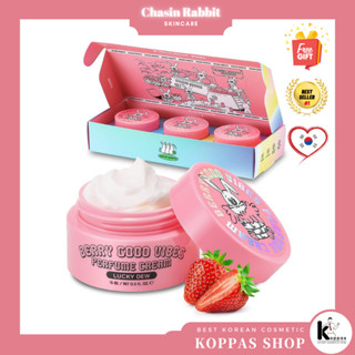 CHASIN RABBITS Berry Good Vibes Perfume Cream SET (15 mL x 3) เซตครีมน้ําหอม (15 มล. x 3) มอยส์เจอร์ไรเซอร์ สําหรับผิวแห้ง พร้อมเซราไมด์ และสเต็มสตรอเบอร์รี่