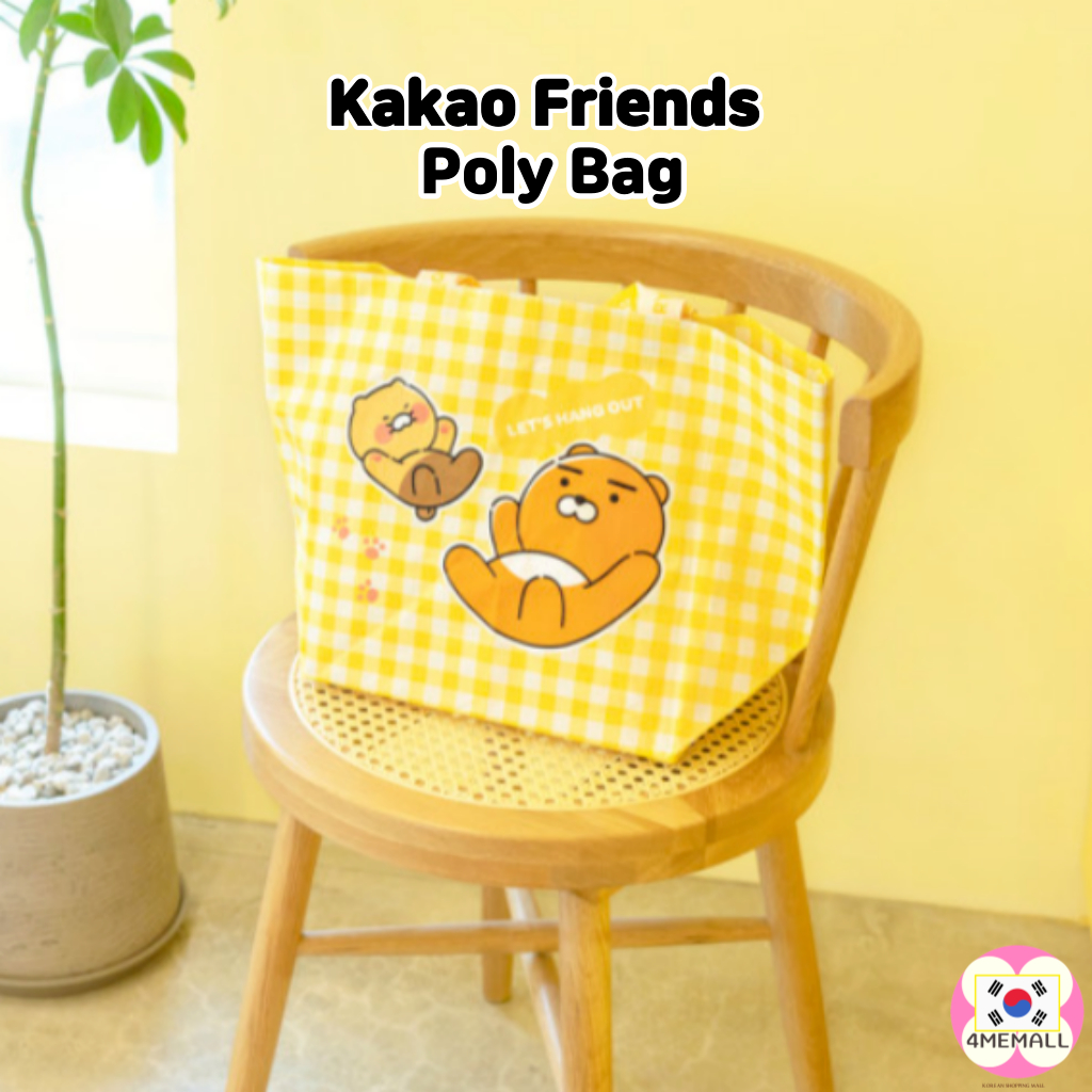 Kakao Friends Poly Bag Ryan and Choonsik กระเป๋าช้อปปิ้ง กระเป๋าเสริม ผ้าใบกันน้ํา