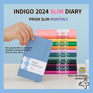 Indigo 2024 Diary Slim Prism Diary/Prism Slim ไดอารี่รายเดือน/ ไดอารี่ 2024 ไดอารี่รายเดือน/ ไดอารี่พกพาง่าย/ แพลนเนอร์รายเดือน 2024/ ไดอารี่สลิม สไตล์เกาหลี/ แพลนเนอร์เกาหลี 2024