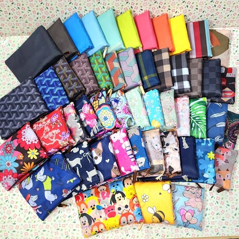 [ผู้ขาย SG] [PB 05] [ขนาด L] Recycle Reusable Bag Shopping Bag Tote Nylon Carrier Recycle Bag Carrie