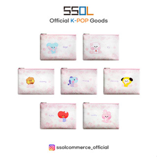 Bt21 MININI กระเป๋าหนัง PU แบบแบน ลายดอกซากุระ