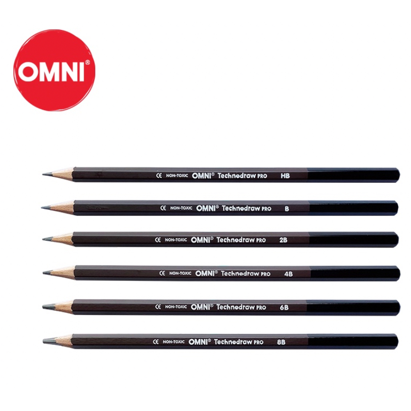 Omni Techno-Draw Drawing Pencil 2H/HB/2B/3B/4B/5B/6B/8B