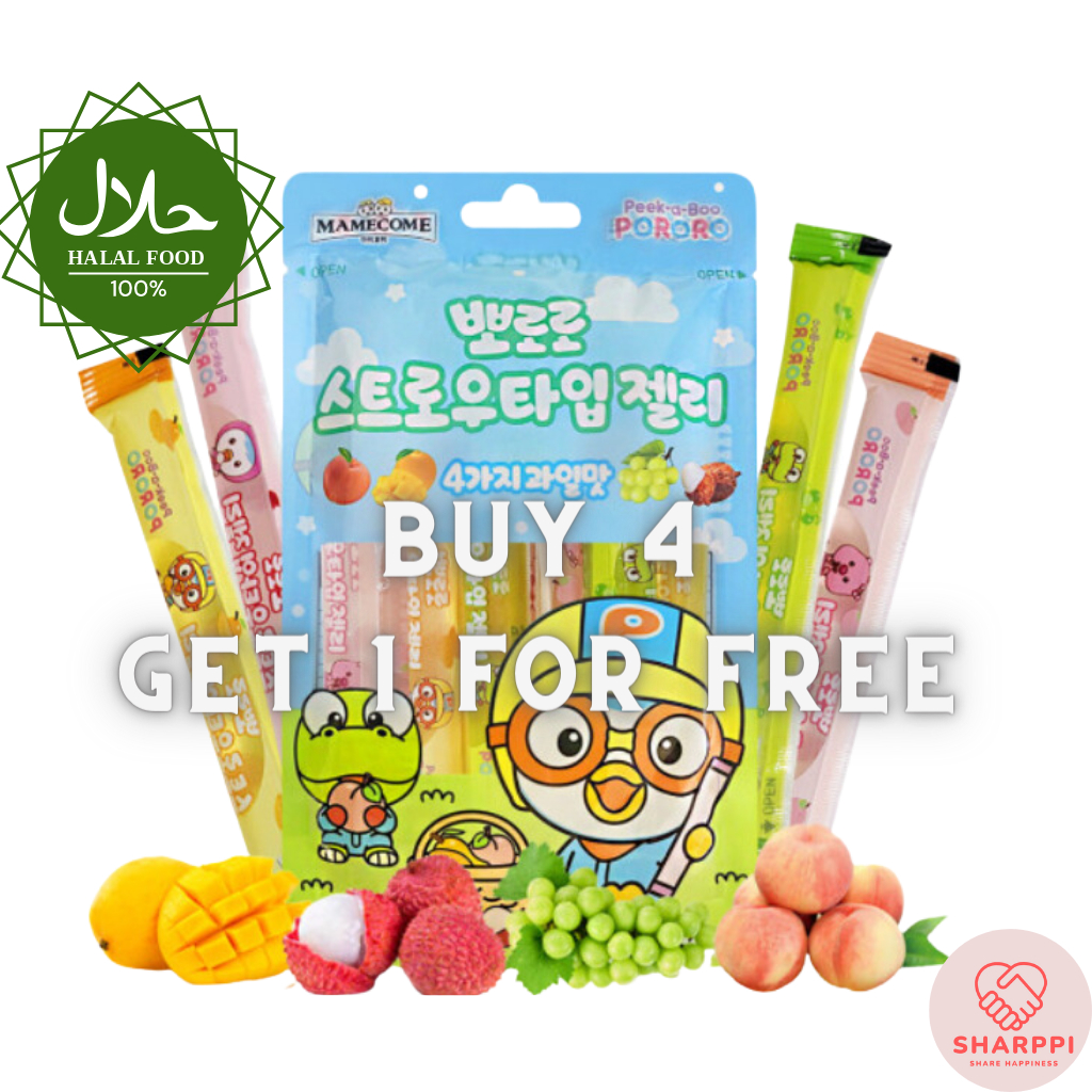 [ขนมเกาหลี] Pororo Hal Stick Jelly 20g x 10 ชิ้น 4 รสผลไม้สําหรับขนมฮาลาล, ของว่างสําหรับเด็กเพื่อสุ