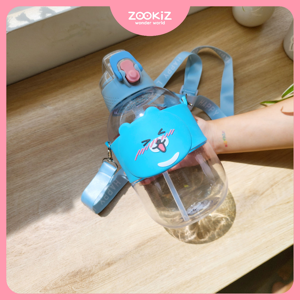Zookiz Bong Bong ขวดน้ํา แบบพกพา มีหลอดดูด 1100 มล.