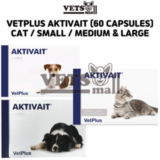 [VetPlus] AKTIVAIT for Small &amp; M,L Dogs and Cats / Breed for Dogs 60 Capsules Nutritional Supplement for Support Brain Function