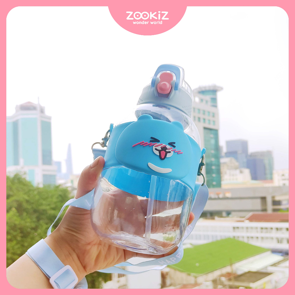 Zookiz Bong Bong ขวดน้ํา แบบพกพา มีหลอดดูด 1100 มล.