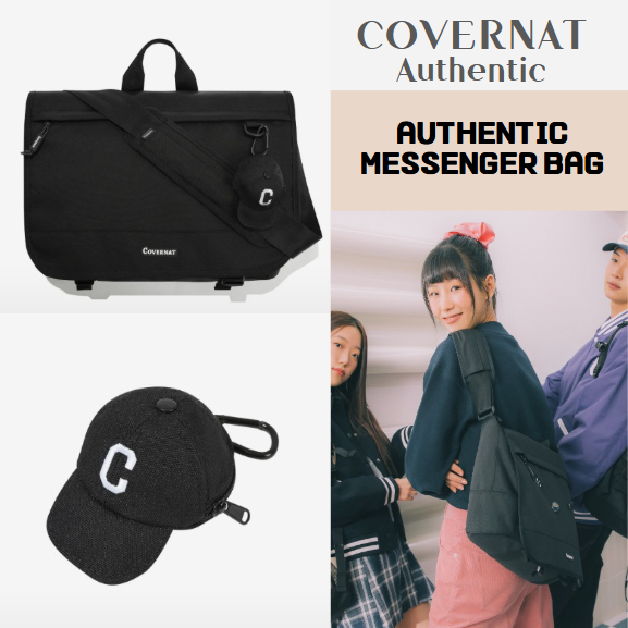 [Covernat] Covernat Authentic Messenger Bag Unisex พร้อมกระเป๋าเป้สะพายหลังสีดํา