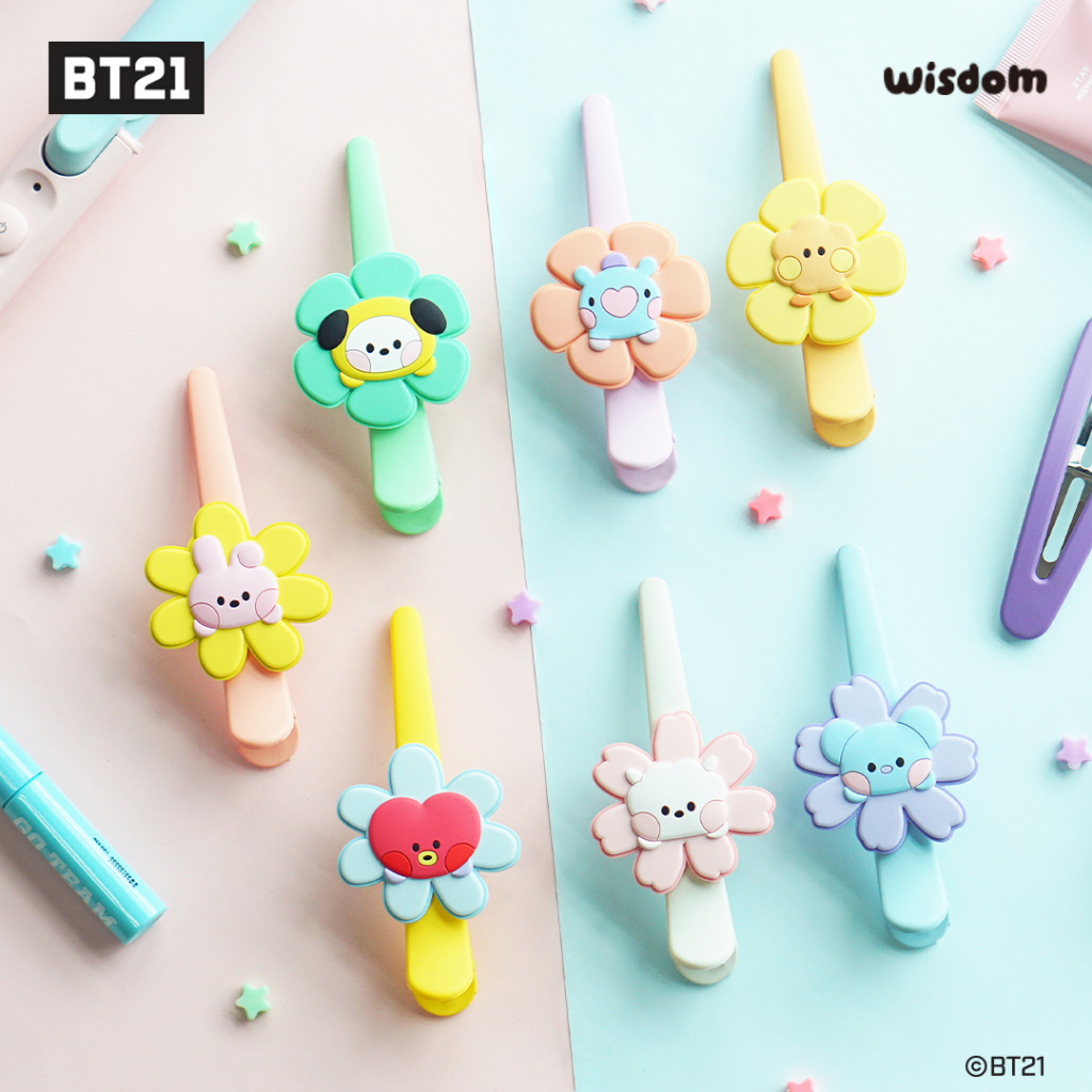 Bts (BangTan Boys) BT21 กิ๊บติดผม ลาย Happy Flower, Official, Original, Genuine, K-POP, idol