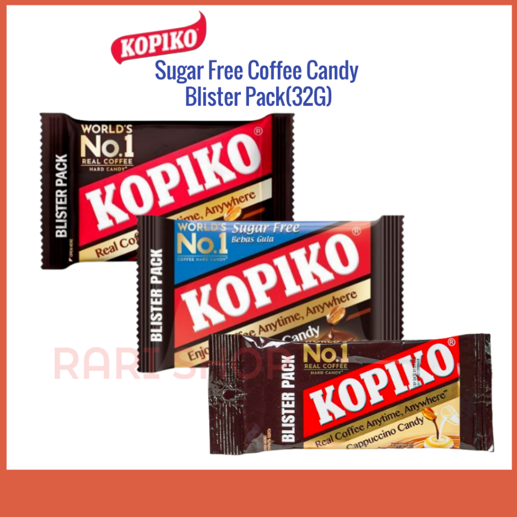 [Kopiko] แคนดี้บลิสเตอร์ กาแฟ (32 กรัม) 1 แพ็ค (8 ชิ้น) ไม่มีน้ําตาล สําหรับคาปูชิโน่