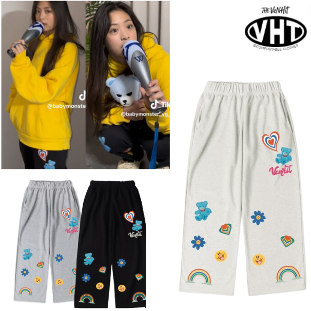 Korea [ VENHIT ] กางเกงขากว้าง ผ้าฝ้าย 100% 3 สี สําหรับผู้หญิง
