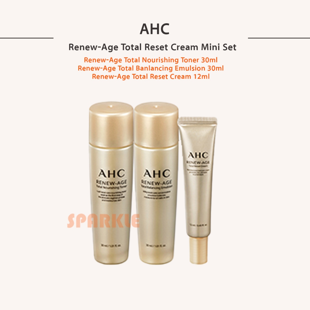 [AHC] Renew-age Total Reset Mini Set / 3 รายการ / โทนเนอร์, อิมัลชั่น, ครีม