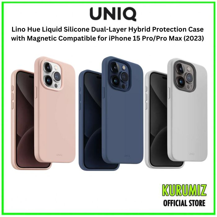 UNIQ Lino Hue เคสซิลิโคนเหลว Dual-Layer Hybrid สําหรับ iPhone 15 Pro/Pro Max (2023) พร้อมแม่เหล็กเข้