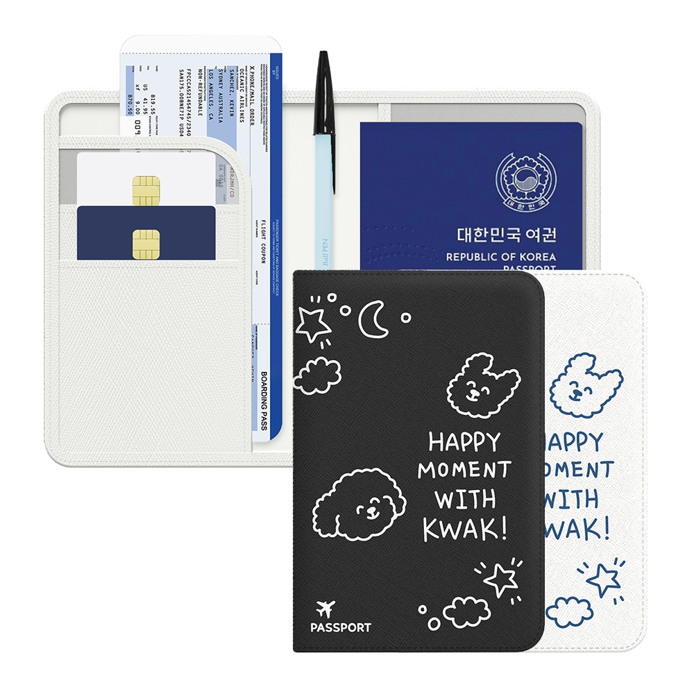 Saffiano Leather Korea Official TRAVEL RFID ANTI Skimming Passport Case Cover