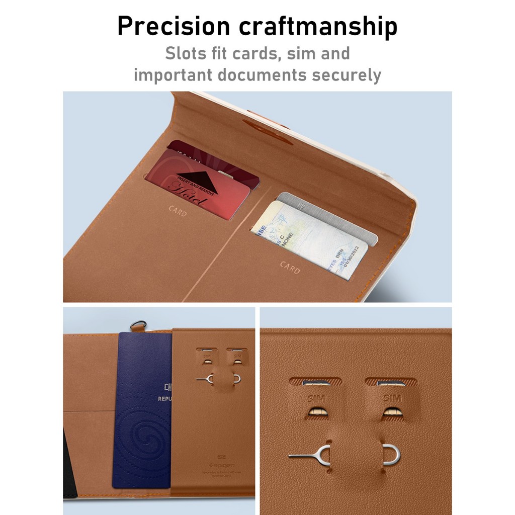 [Spigen] กระเป๋าสตางค์หนังสือเดินทางพร้อมเทคโนโลยี RFID Blocking