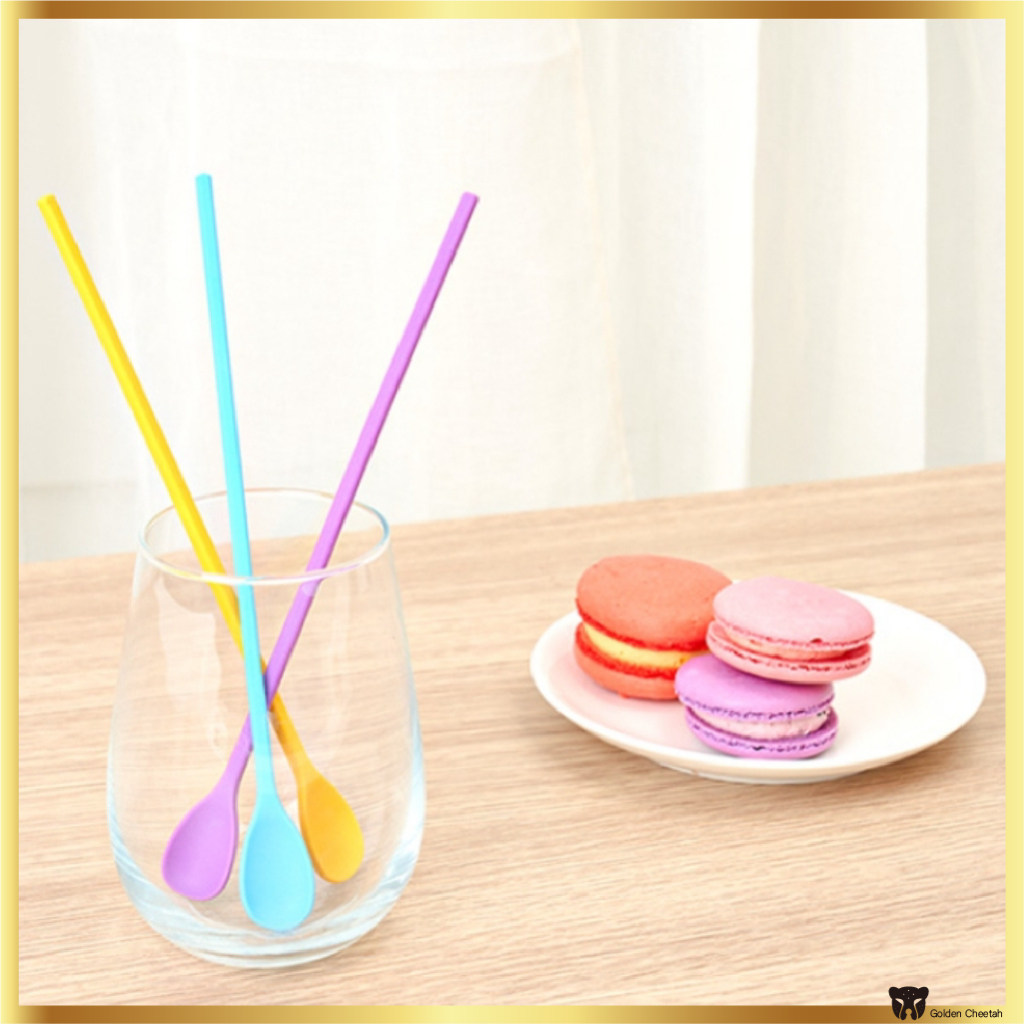 [Daiso Korea] MACARON ช้อนคนกาแฟ ซิลิโคน ด้ามจับยาว 23 ซม.