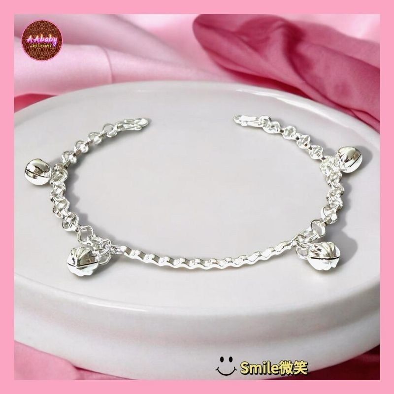AAbaby Galleries AA444 Baby 925 Silver Anklet Bracelet BerrySmile微Rantai Kaki/Gelang Bayi