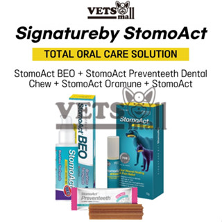 [ลายเซ็นโดย] สารละลายดูแลช่องปากโดย StomoAct Total Oral Solution / StomoAct BEO + StomoAct Preventeeth Dental Chew + StomoAct Oramune + StomoAct Oral Ge; / โซลูชั่นดูแลช่องปากสําหรับสัตว์เลี้ยง