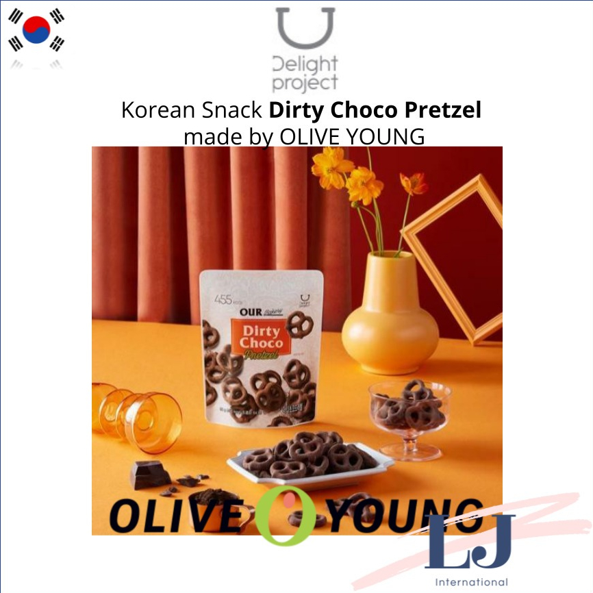 [OLIVE Young] Delight Project ขนมขบเคี้ยว ช็อคโกแลต เพรทเซล 90 กรัม สไตล์เกาหลี