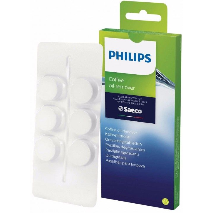 PHILIPS น้ำยาขจัดคราบน้ำมันกาแฟ 6 เม็ดสำหรับ PHILIPS, Saeco และเครื่องชงกาแฟอัตโนมัติอื่นๆ CA6704