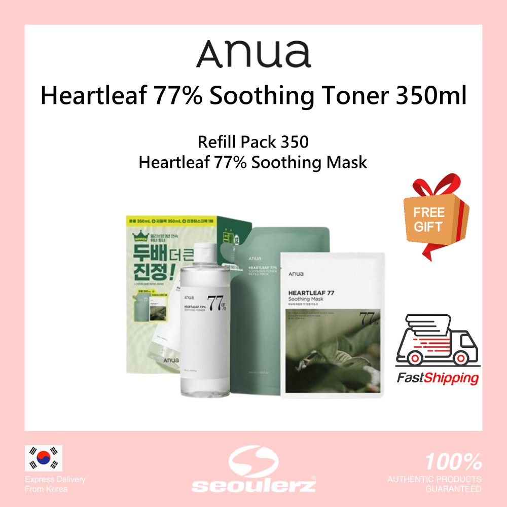 [Anua] Heartleaf 77% Soothing Toner 350 มล. + รีฟิล 350 มล. + มาส์ก