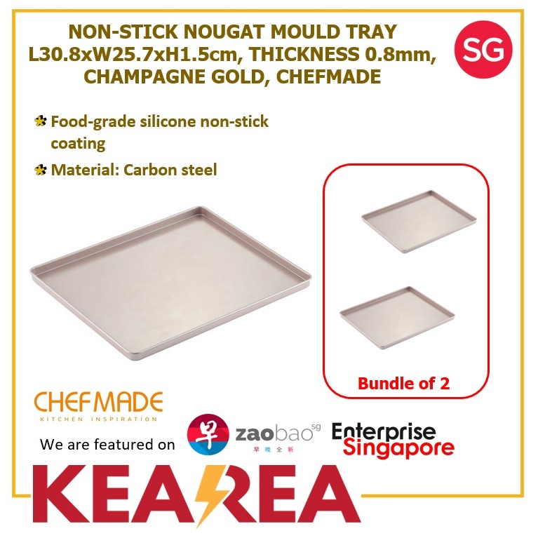 (Bundle Of 2) Chefmade ถาด Nougat Mould สีทองแชมเปญ L30.8xW25.7xH1.5cm หนา 0.8mm