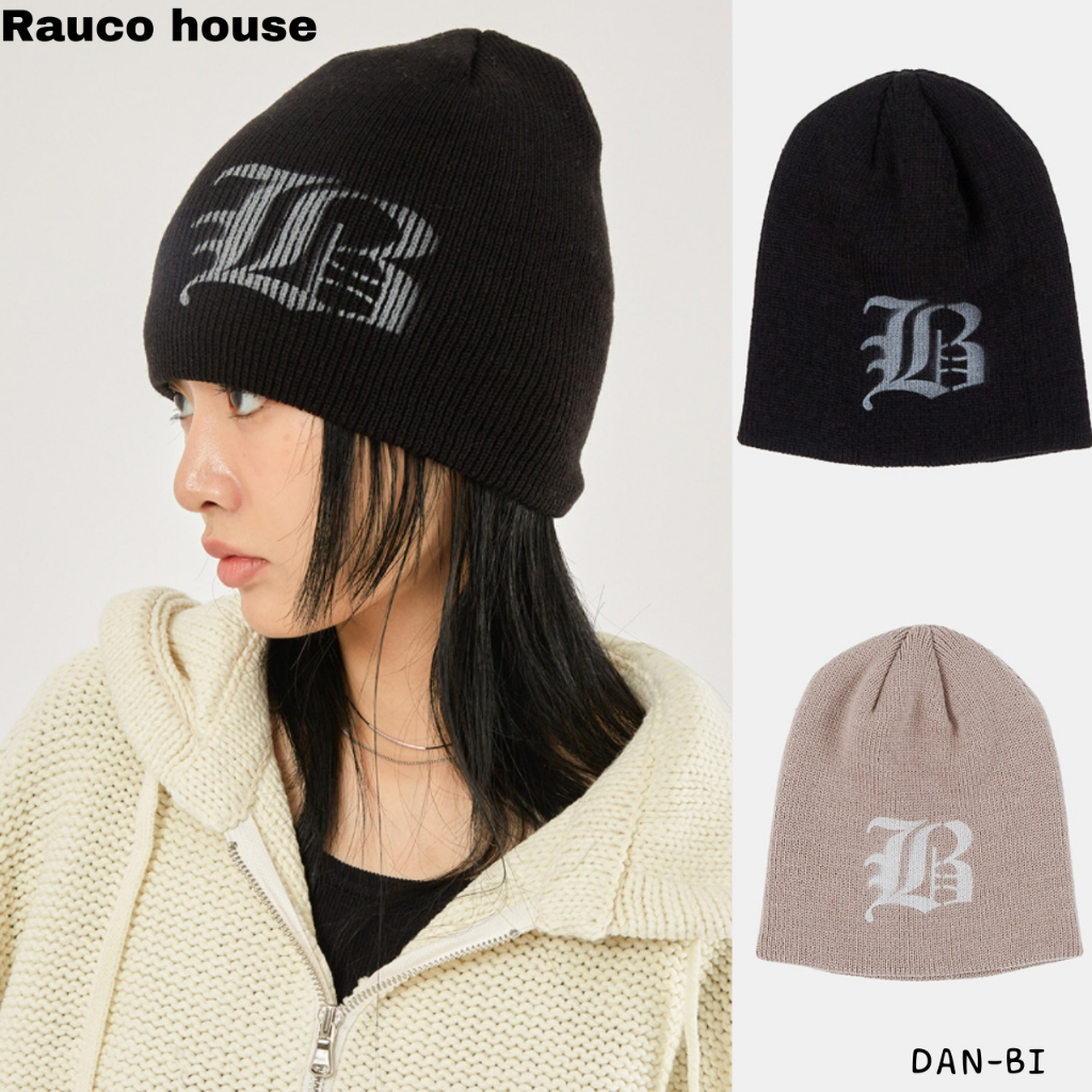 [Rauco House] หมวกบีนนี่ ทรงสั้น ลายโลโก้ Diploma ของแท้ 100% 2 สี ส่งเร็วจากเกาหลี สําหรับทุกเพศ