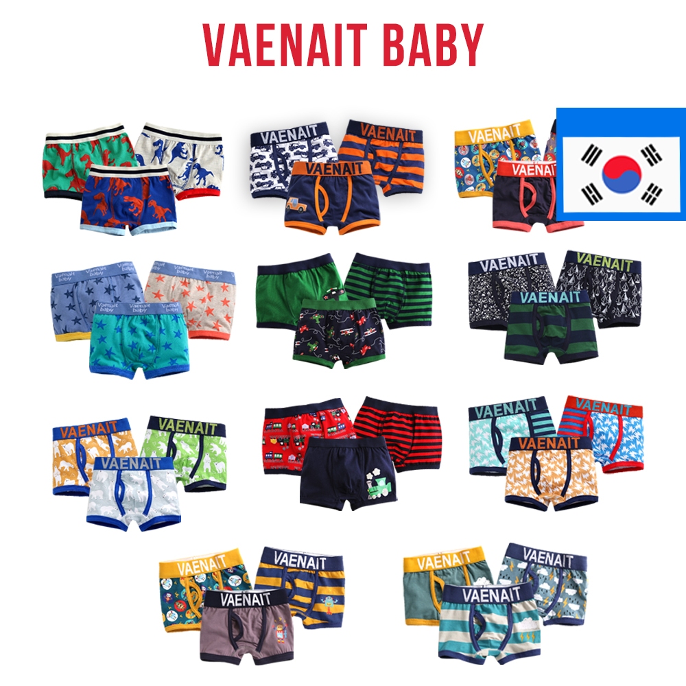 [KOREA Vaenait BABY] กางเกงบ็อกเซอร์ ผ้าฝ้าย สําหรับเด็กผู้ชาย อายุ 2-7 ปี 3 แพ็ค 001