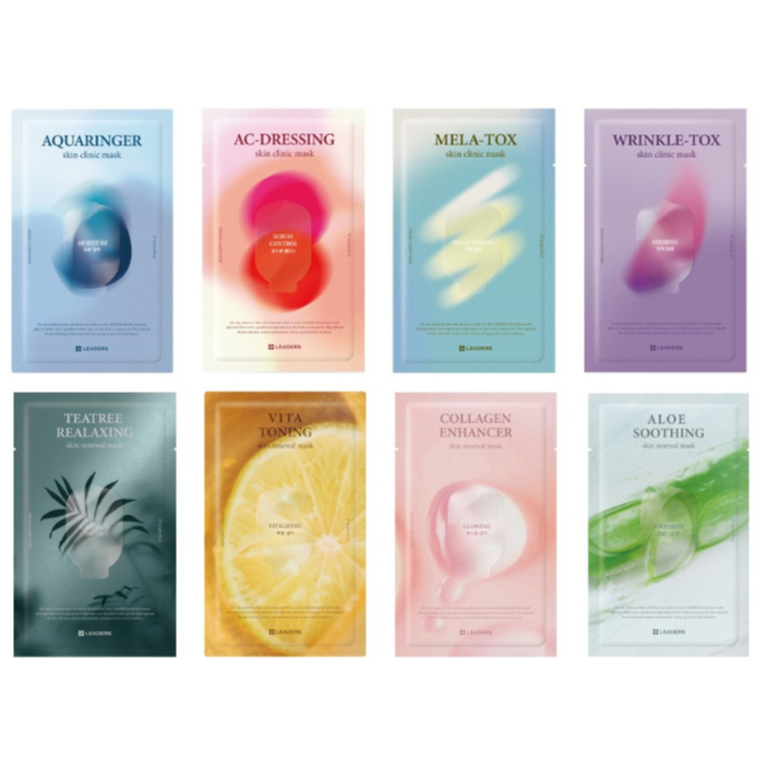 Leaders มาส์กหน้าคลินิก คอลลาเจน ว่านหางจระเข้ 10ea (Aquaringer Tea tree, AC-Dressing, Vita Toning, 
