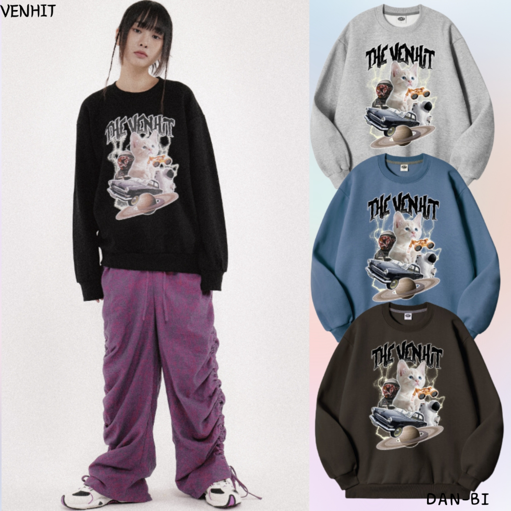 [VENHIT] เสื้อสเวตเตอร์ ลายแมวอวกาศ / 4 สี / 6 ขนาด / สินค้าเกาหลี / ของแท้ 100% / น่ารักทุกวัน / DAN-BI SHOP