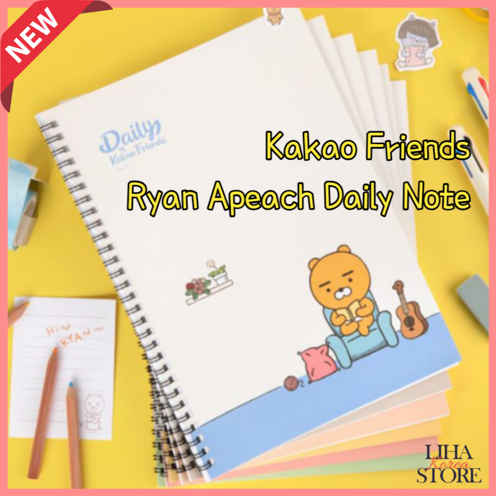 Kakao Friends Ryan Apeach Daily Note Ryan Apeach Note Kakao Friends Notebook Notepad ใหม่ Semester