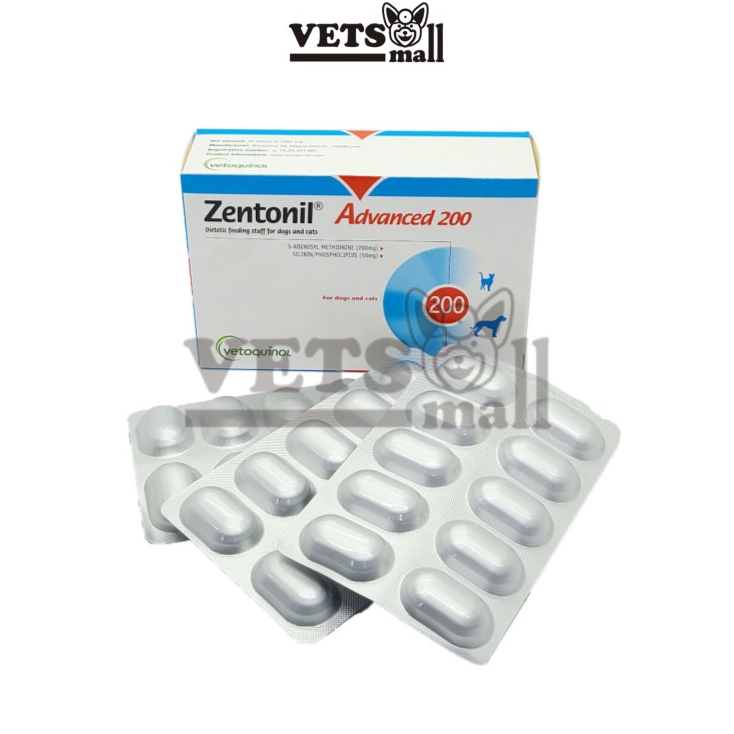 [Vetoquinol] Zentonil Advanced 200 30 แคปซูล / พร้อมอาหารเสริมตับสุนัขและแมว / สําหรับสุนัข, แมว, สั