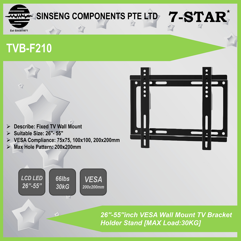 7-STAR* F210 10 นิ้วถึง 55 นิ้ว VESA Wall Mount TV Monitor Bracket Holder Stand (MAX Load:30KG)[Orde