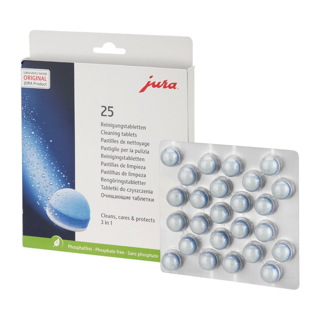 Jura เม็ดทําความสะอาด 3 เฟส 25 ชิ้น/แพ็คสําหรับการบํารุงรักษาเครื่องชงกาแฟอัตโนมัติ & ระดับกาแฟคุณภาพสูง / จากโซล, เกาหลี