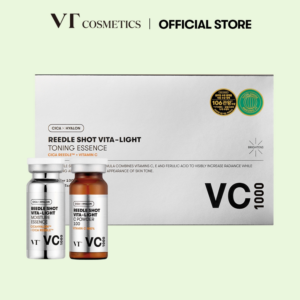 [VT] Reedle SHOT VITA-LIGHT Toning Essence VC1000 เอสเซ้นบํารุงผิวหน้า 10 มล. 2ea(C Powder 100 1g*1ea & Moisture Essence 9ml.*1ea)