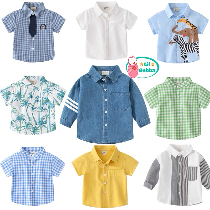 [LIL BUBBA] 100% COTTON BOY SMART SHIRT KIDS CASUAL SHIRT TOP