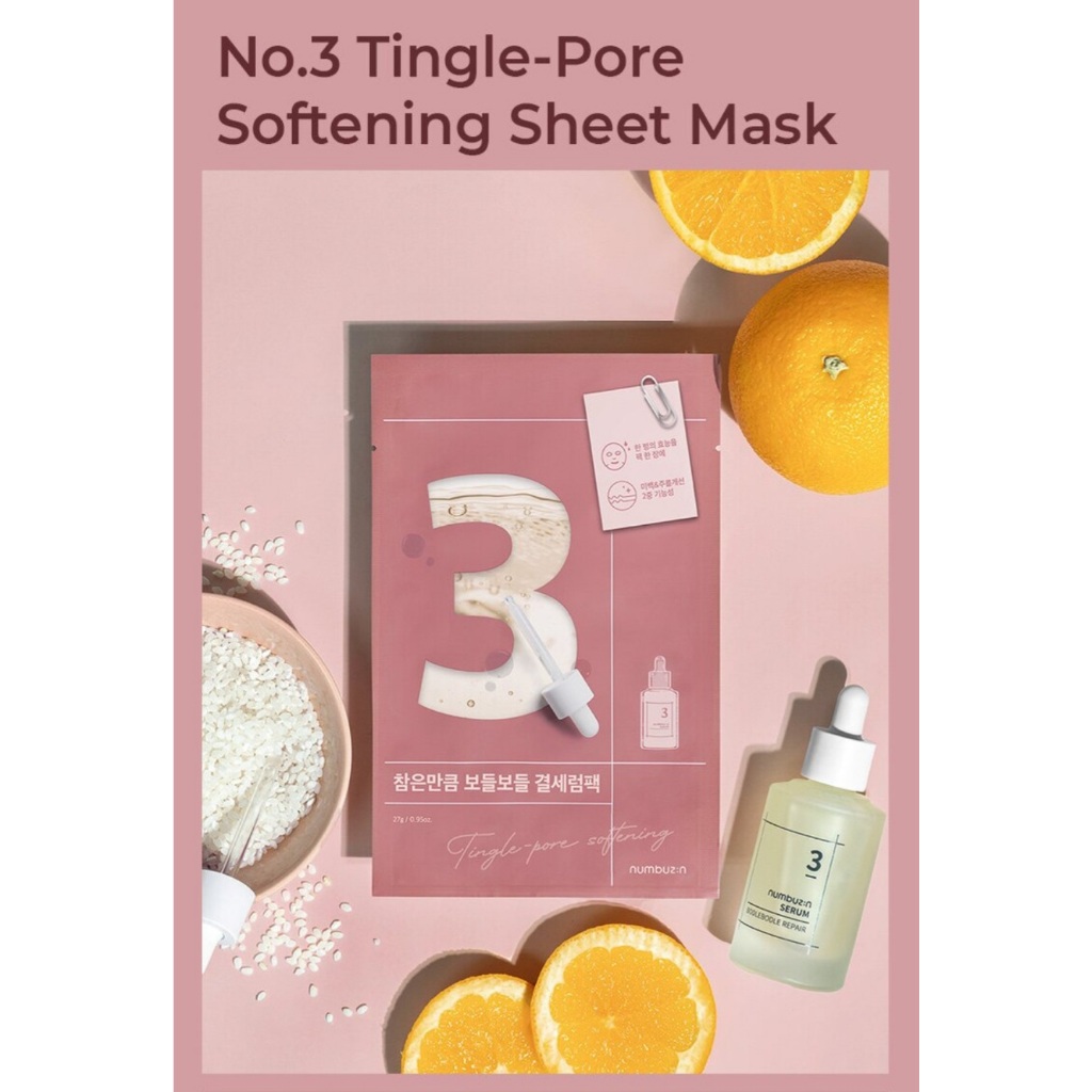 Numbuzin No. แผ่นมาส์กหน้า กระชับรูขุมขน 3 ชิ้น