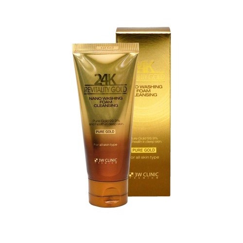 3w clinic premium revitality 24k gold nano washing foam cleansing ทำความสะอาด 100ml