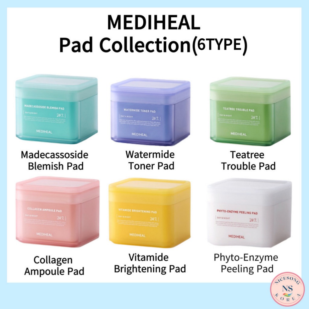 [Mediheal] mediheal face toner pad แผ่นโทนเนอร์ 100 แผ่น (7 types, MAIN+REFILL)