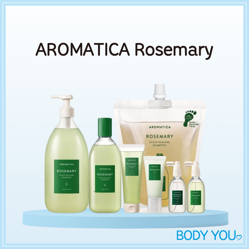 [AROMATICA] แชมพูโรสแมรี่ วีแกน สครับหนังศีรษะ เติมน้ําร้อนลวก เพิ่มรากผม ป้องกันผมร่วง สครับหนังศีรษะ *AROMATICA