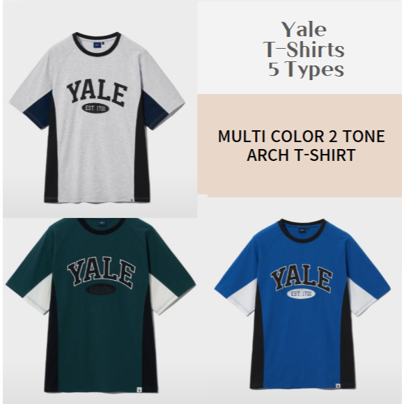 [YALE] Yale MULTI COLOR 2 TONE ARCH T-SHIRT เสื้อยืด Unisex Tee 5 ประเภท