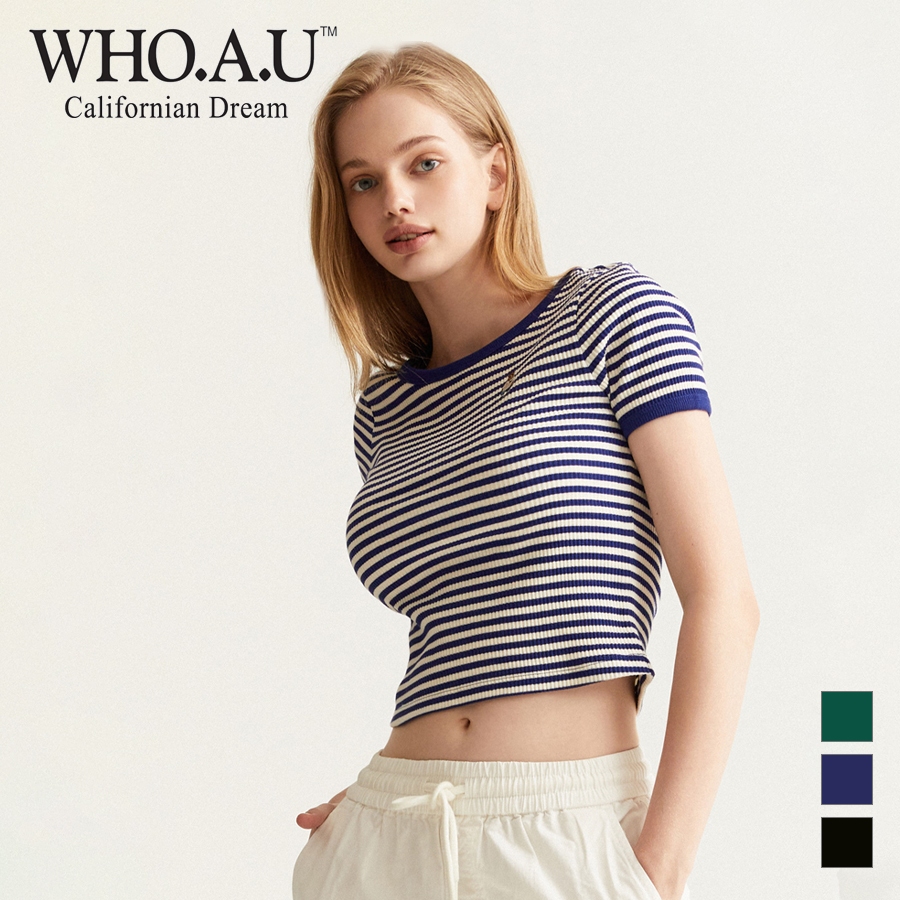 [WHO.A.U] เสื้อยืดแขนสั้น ปักลาย | Whrsd2525f