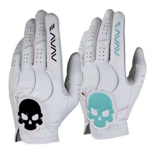 [AVAVE] Skull Edition ถุงมือกอล์ฟ หนังแกะ ครึ่งนิ้ว กันลื่น ระบายอากาศ