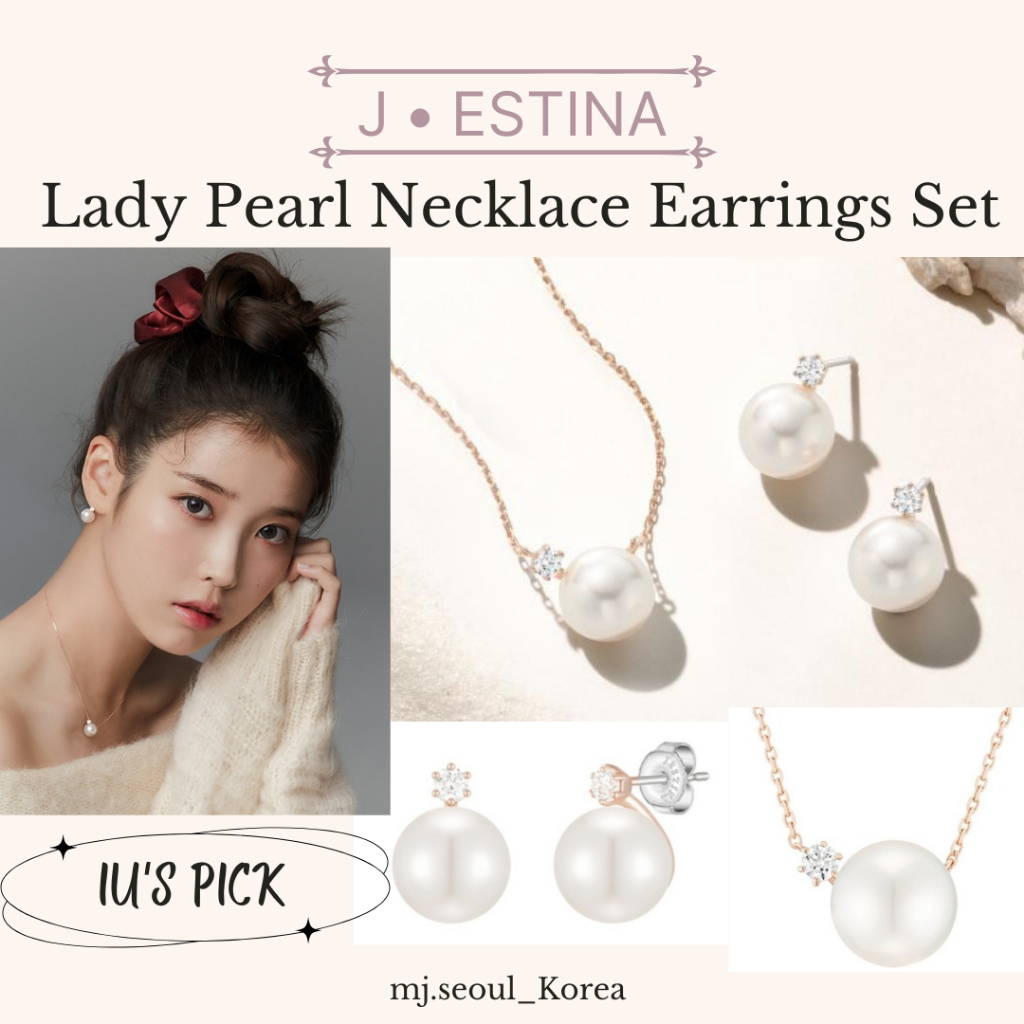 J▪︎Estina IU's Pick ชุดสร้อยคอ ต่างหู ประดับมุก สําหรับผู้หญิง